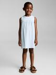 Mango Kids' Stripe Summer Dress, Medium Blue