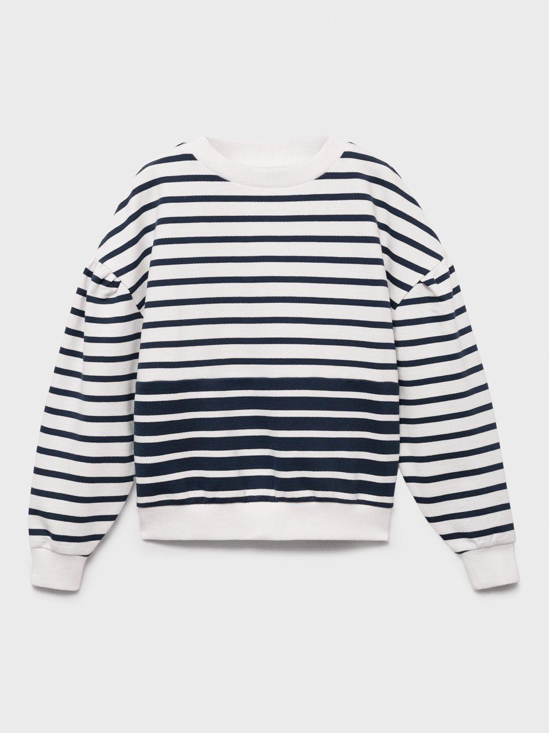 Product image 1 of 4, which shows Mango Kids' Stripe Jumper, Navy, 5-6 years