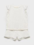 Mango Kids' Blanca Floral Short Pyjamas, Natural White
