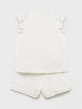 Mango Kids' Blanca Floral Short Pyjamas, Natural White