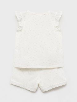 Mango Kids' Blanca Floral Short Pyjamas, Natural White - view 2, Natural White