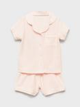 Mango Baby Striped Short Pyjamas, Pink