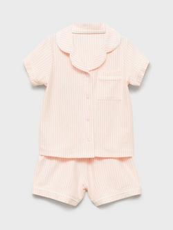 Mango Baby Striped Short Pyjamas, Pink, Pink