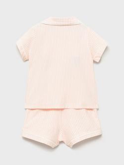 Mango Baby Striped Short Pyjamas, Pink - view 2, Pink