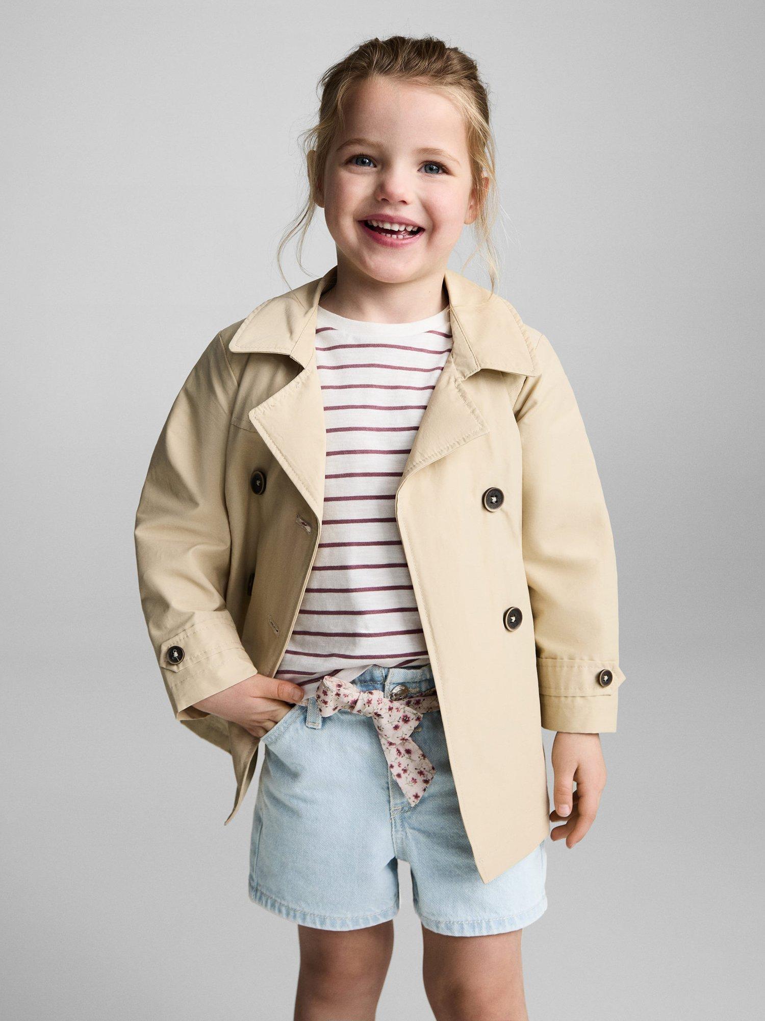 Product image 1 of 6, which shows Mango Kids' Galab Printed Ribbon Denim Shorts, Open Blue, 12-18 months