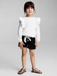 Mango Kids' Galab Printed Ribbon Denim Shorts, Open Grey