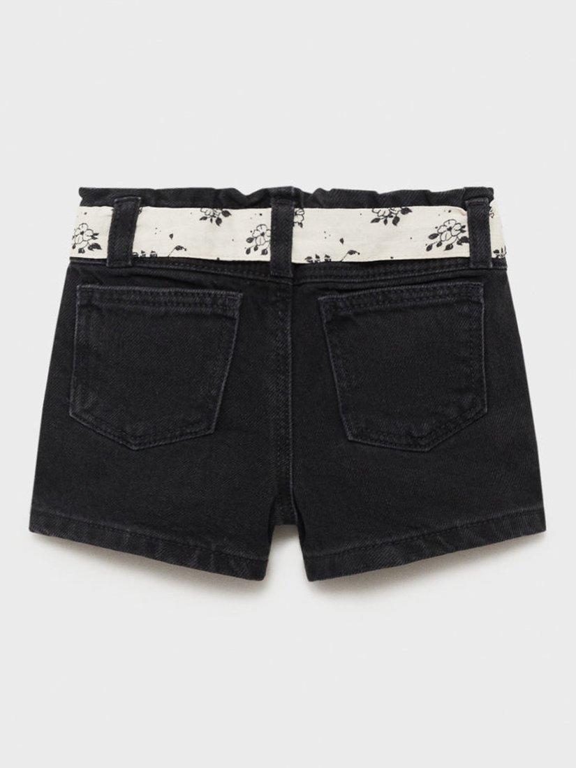 Product image 4 of 6, which shows Mango Kids' Galab Printed Ribbon Denim Shorts, Open Grey, 9-12 months