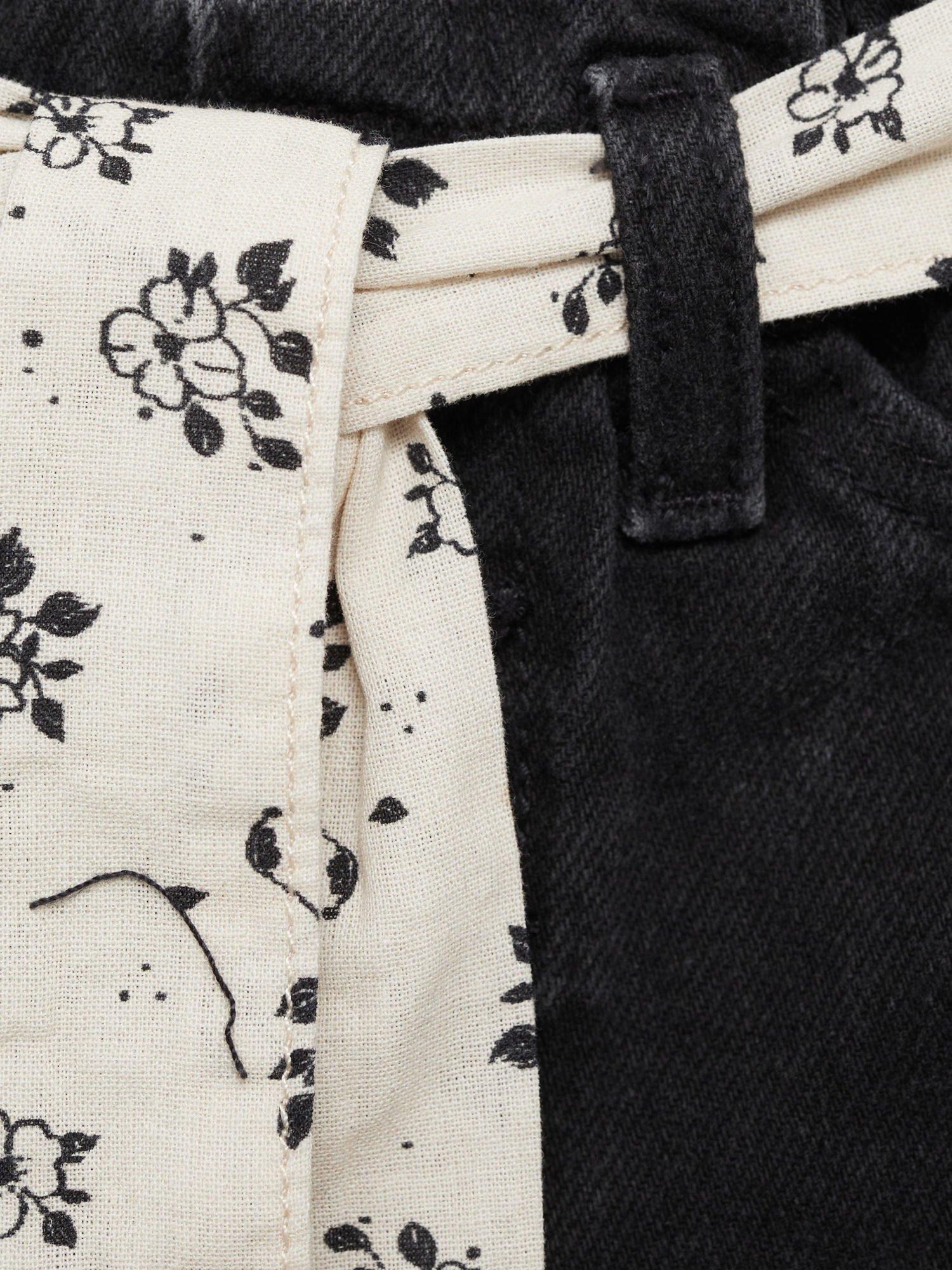 Product image 5 of 6, which shows Mango Kids' Galab Printed Ribbon Denim Shorts, Open Grey, 9-12 months