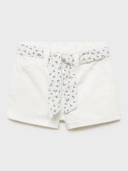 Mango Kids' Galab Printed Ribbon Denim Shorts - view 2, White