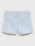 Mango Kids' Lauren Cotton Stripe Print Shorts, Open Blue