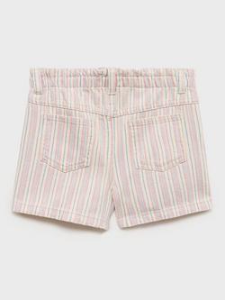 Mango Kids' Cotton Pepa Striped Print Shorts, Light Beige - view 2, Light Beige