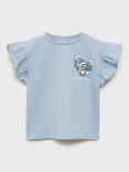 Mango Kids' Cotton Smurf Print T-Shirt, Medium Blue