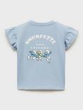 Mango Kids' Cotton Smurf Print T-Shirt, Medium Blue