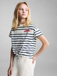 Mango Kids' Cotton Striped Snoopy T-Shirt, Natural White