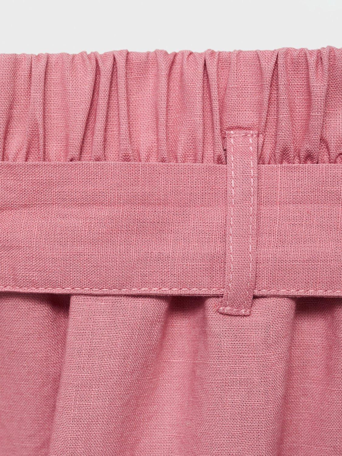 Product image 3 of 4, which shows Mango Kids' Cotta Linen Blend Palazzo Trousers, Pink, 11-12 years
