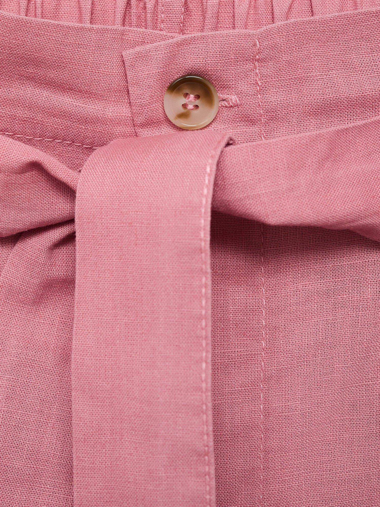Product image 4 of 4, which shows Mango Kids' Cotta Linen Blend Palazzo Trousers, Pink, 11-12 years