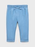 Mango Kids' Jolie Cotton Blend Elasticated Trousers, Open Blue, Open Blue
