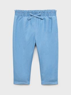 Mango Kids' Jolie Cotton Blend Elasticated Trousers, Open Blue, Open Blue