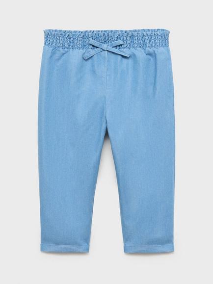 Mango Kids' Jolie Cotton Blend Elasticated Trousers, Open Blue, Open Blue
