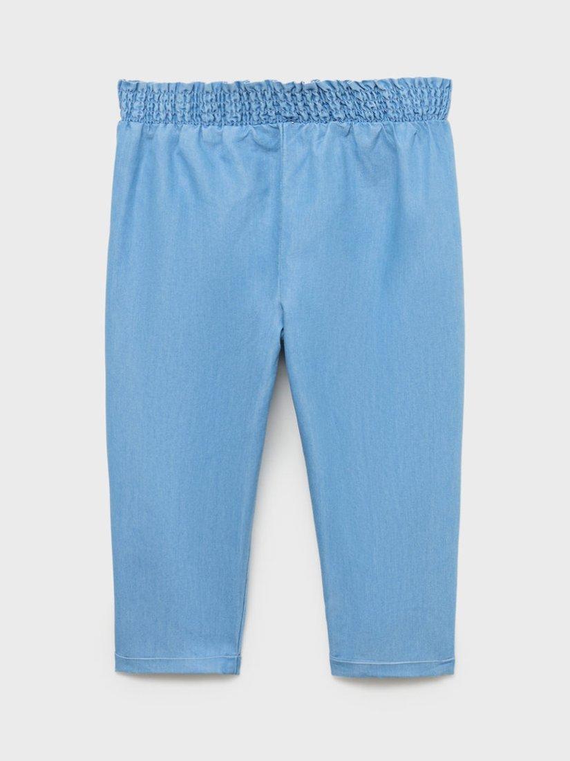 Product image 2 of 4, which shows Mango Kids' Jolie Cotton Blend Elasticated Trousers, Open Blue, 5-6 years