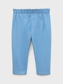 Mango Kids' Jolie Cotton Blend Elasticated Trousers, Open Blue - view 2, Open Blue
