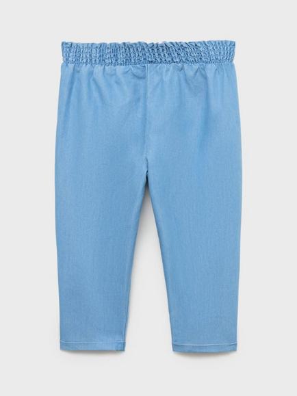 Mango Kids' Jolie Cotton Blend Elasticated Trousers, Open Blue - view 2, Open Blue