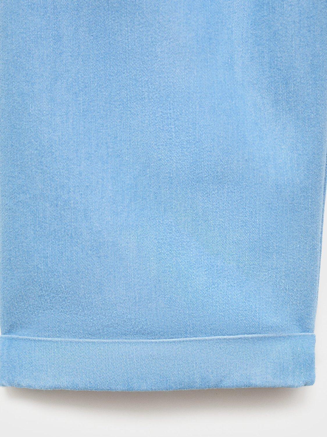 Product image 3 of 4, which shows Mango Kids' Jolie Cotton Blend Elasticated Trousers, Open Blue, 5-6 years