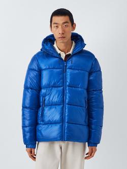 John Lewis Ripstop Hooded Puffer Jacket, Bright Blue