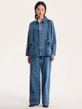 OMNES Magnus Embroidered Floral Denim Jacket, Blue