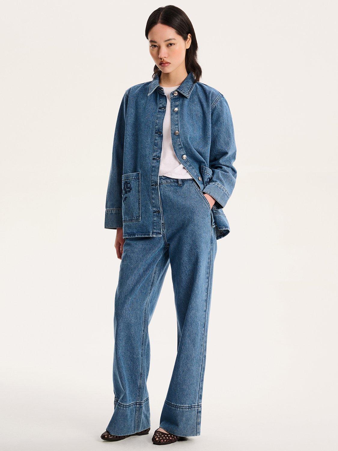 Product image 2 of 5, which shows OMNES Magnus Embroidered Floral Denim Jacket, Blue, 6