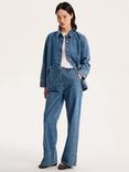 OMNES Magnus Embroidered Floral Denim Jacket, Blue