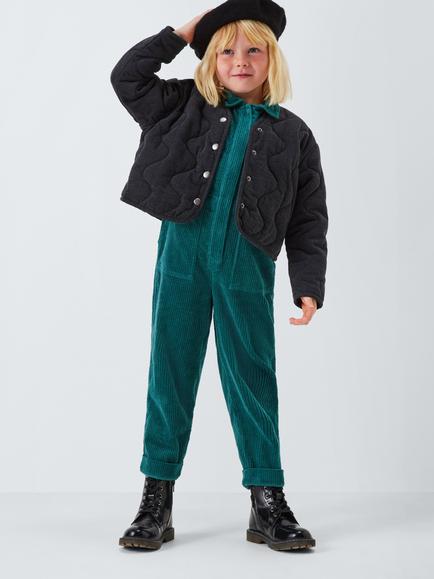 John Lewis Kids' Corduroy Boilersuit, Teal - view 2, Teal