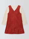 John Lewis Kids' V-Neck Corduroy Pinafore Dress, Rust