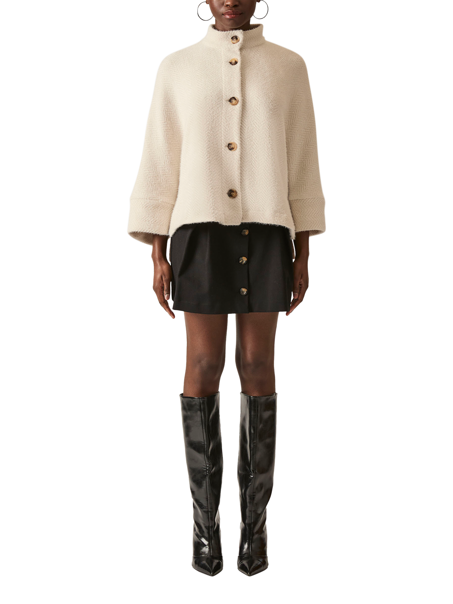 Product image 1 of 3, which shows James Lakeland Batwing Short Jacket, Cream, 8