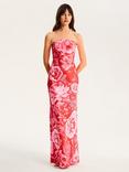OMNES Amdra Rose Graphic Strapless Dress, Red