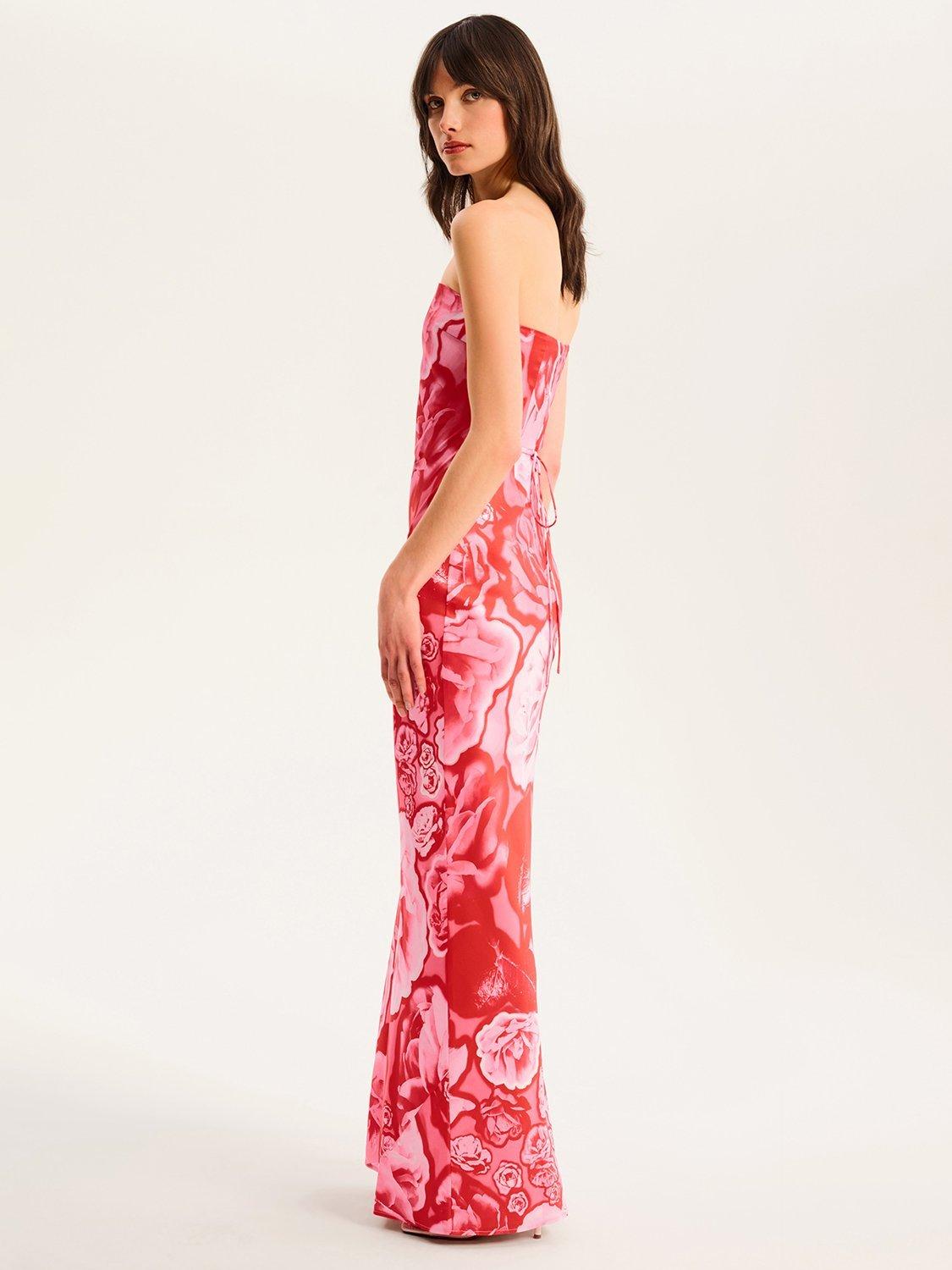 Product image 3 of 5, which shows OMNES Amdra Rose Graphic Strapless Dress, Red, 4