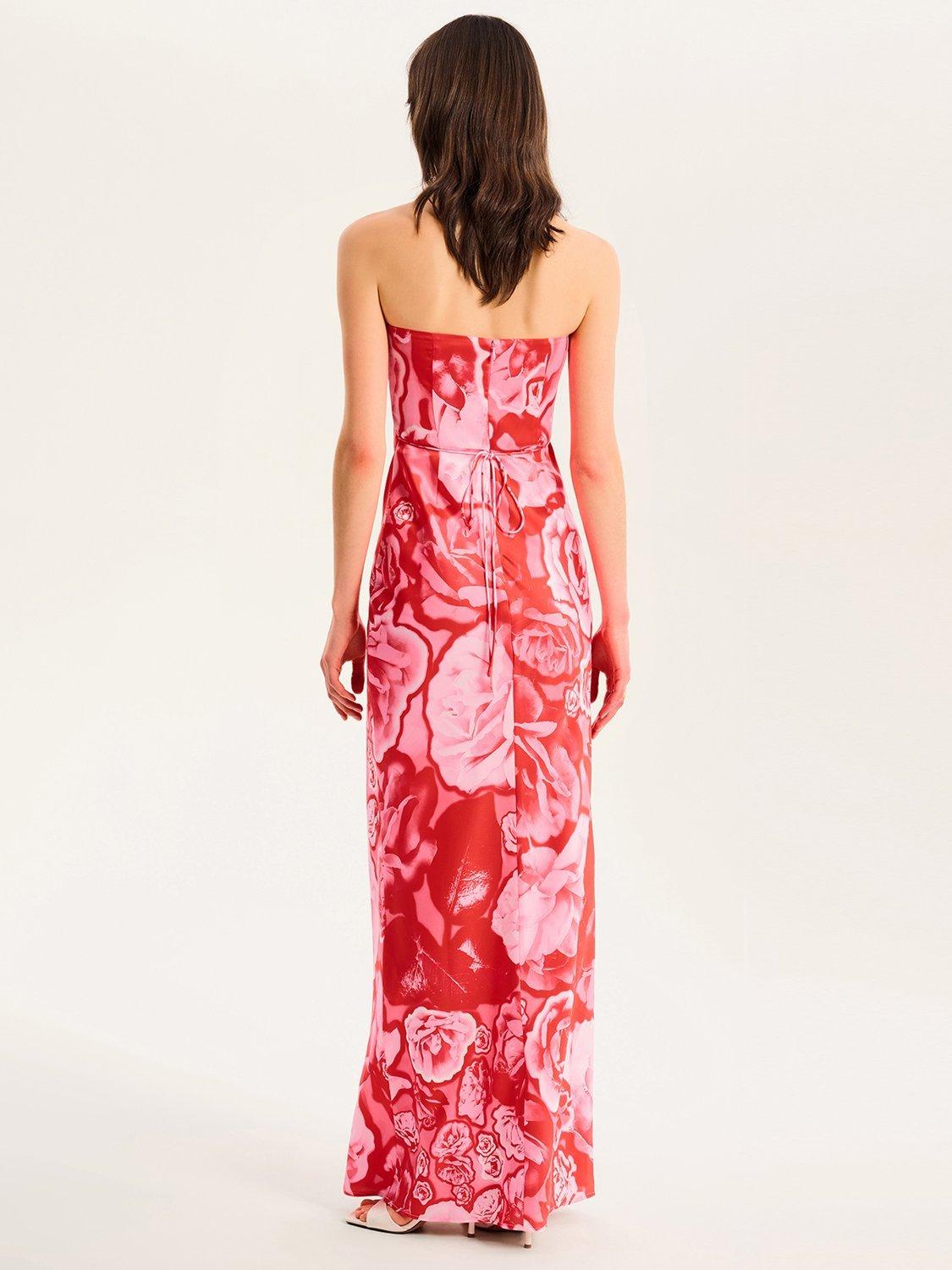 Product image 4 of 5, which shows OMNES Amdra Rose Graphic Strapless Dress, Red, 4