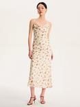 OMNES Belle Cowl Neck Floral Satin Dress, Yellow/Multi