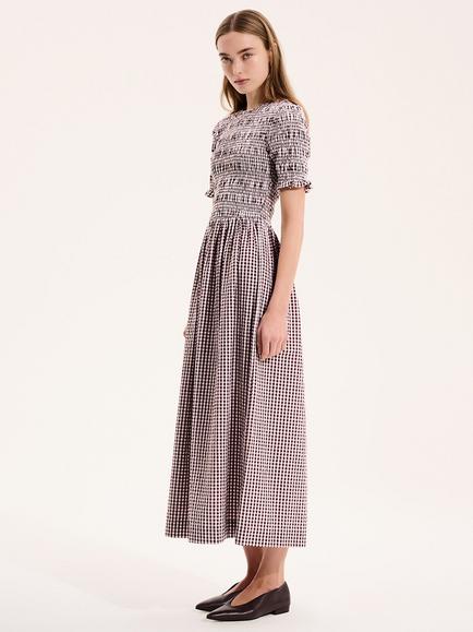 OMNES Becky Gingham Dress, Brown - view 2, Brown