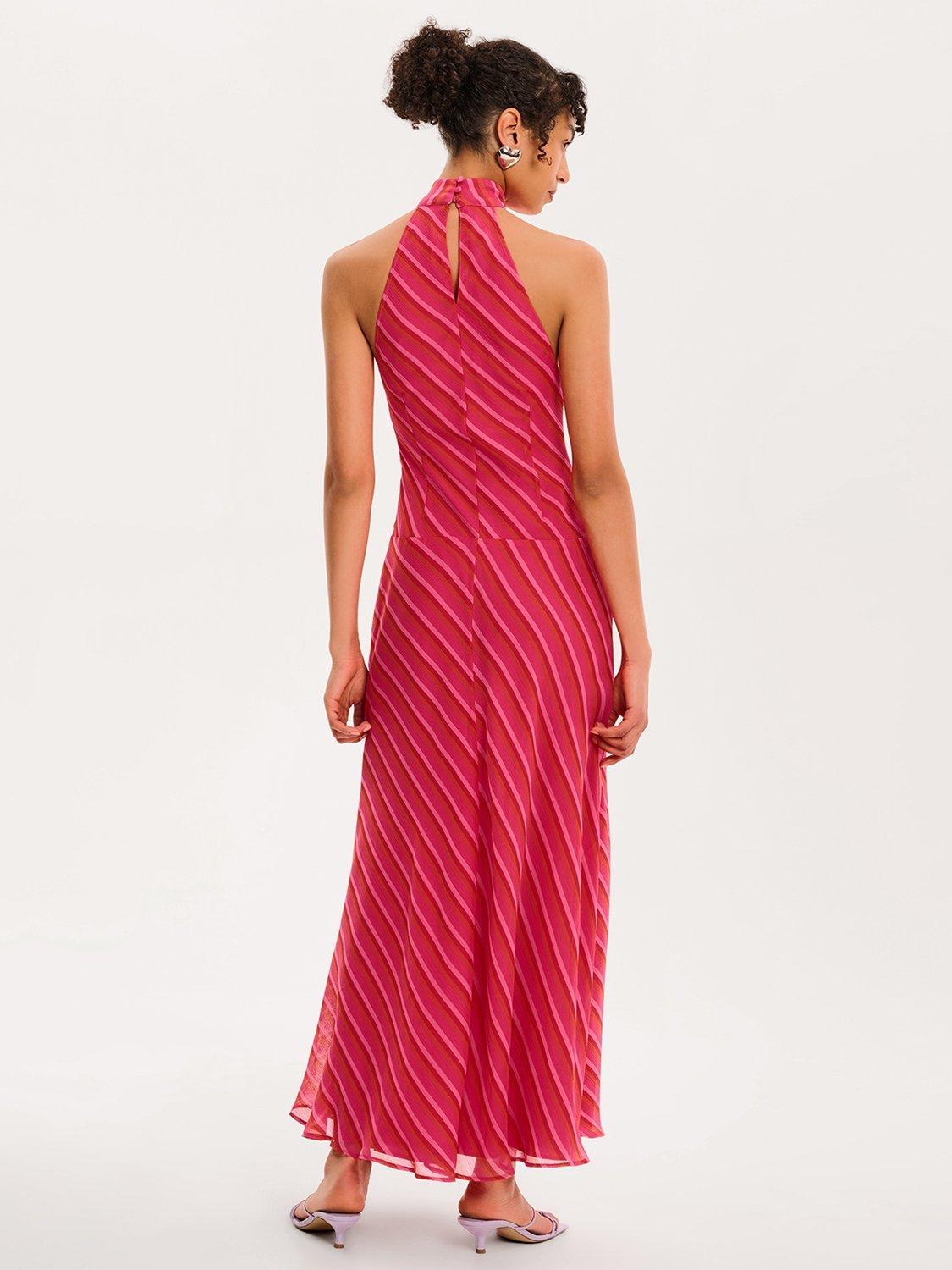 Product image 2 of 5, which shows OMNES Elsie Stripe Maxi Dress, Pink, 4