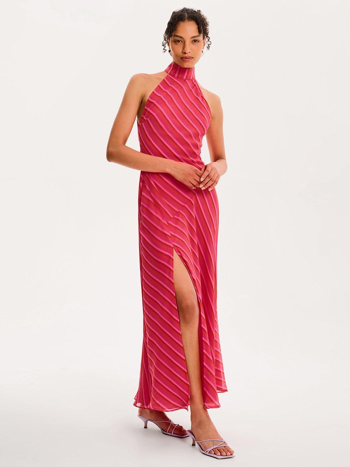 Product image 3 of 5, which shows OMNES Elsie Stripe Maxi Dress, Pink, 4