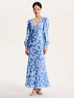 OMNES Francoise Blurred Floral Dress, Blue, Blue