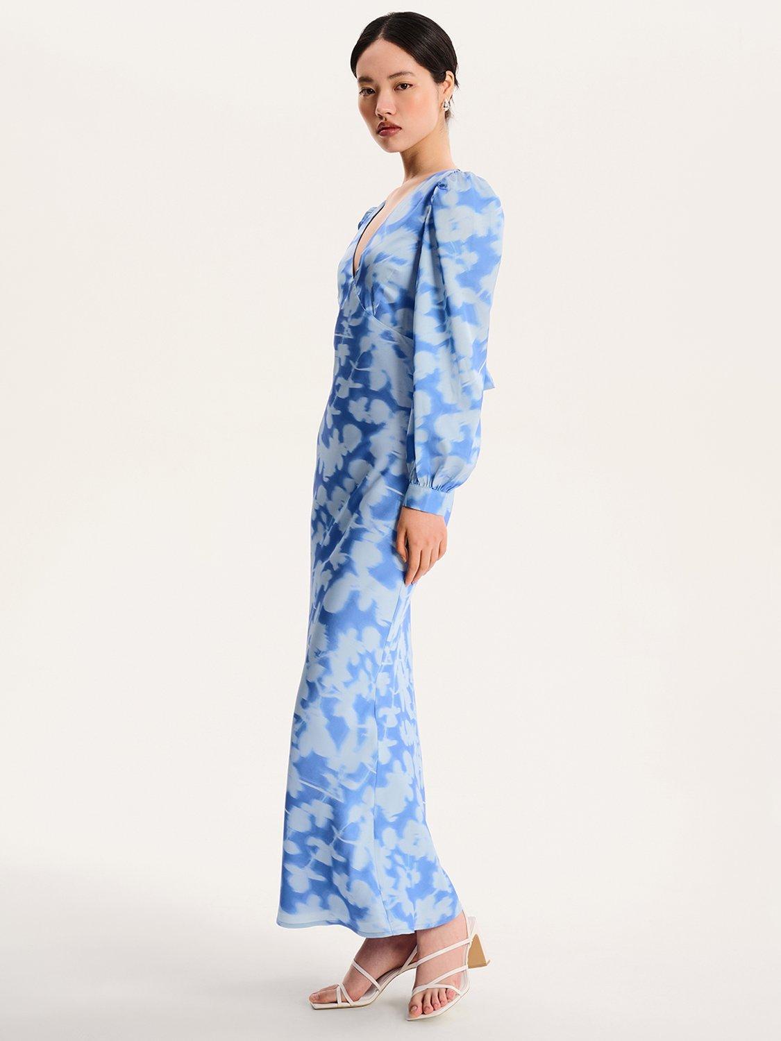 Product image 2 of 5, which shows OMNES Francoise Blurred Floral Dress, Blue, 4