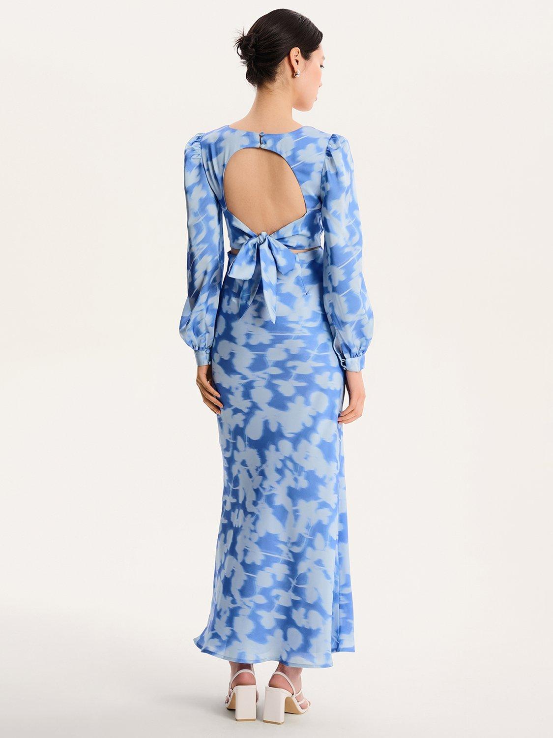Product image 3 of 5, which shows OMNES Francoise Blurred Floral Dress, Blue, 4