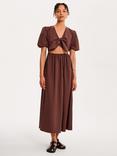 OMNES Joy Tie Front Midi Dress, Brown