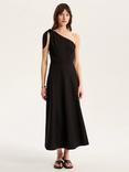 OMNES Junaya Linen Blend One Shoulder Dress, Black
