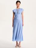 OMNES Lovette Keyhole Satin Dress, Blue