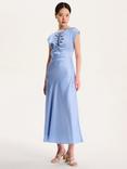 OMNES Lovette Keyhole Satin Dress, Blue