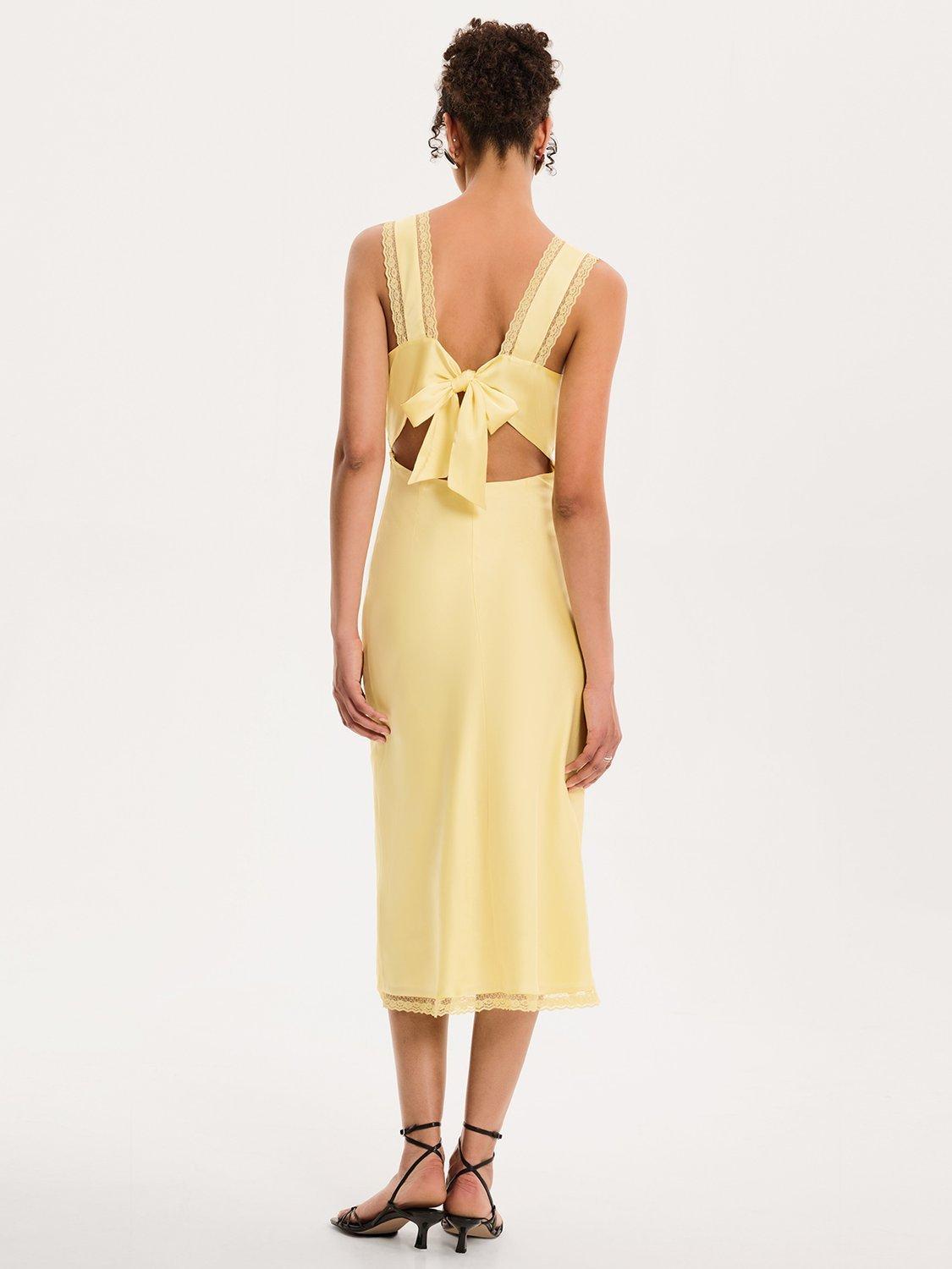 Product image 3 of 4, which shows OMNES Maizie Lace Trim Slip Dress, Yellow, 4
