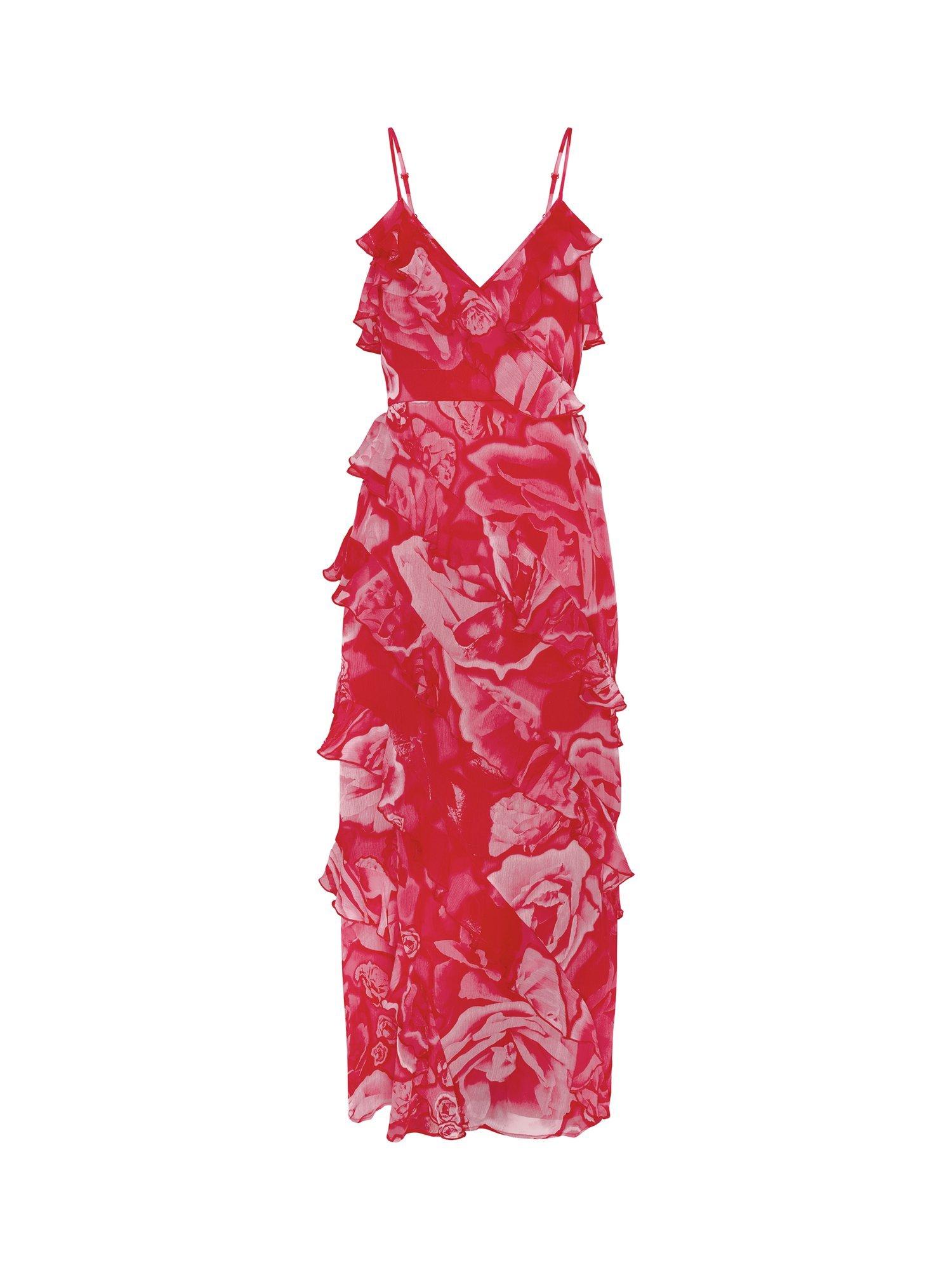 Product image 5 of 5, which shows OMNES Missy Floral Ruffle Dress, Red, 6